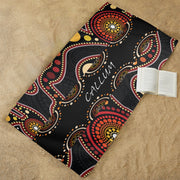 Custom name red aboriginal print towel