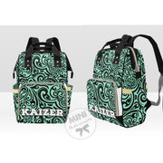 Custom maori print style backpack nappy bag