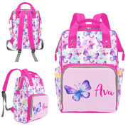 Custom butterfly print backpack nappy bag