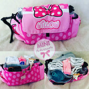 Custom Minnie bow PRAM nappy bag design