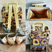Custom sunflower leopard print backpack nappy bag