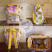 Custom sunflower highland cow print backpack nappy bag