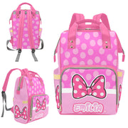 Custom minnie bold print design backpack nappy bag