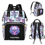 Custom skull design backpack nappy bag