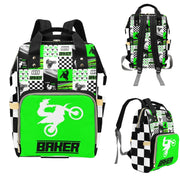 Custom moto design backpack nappy bag