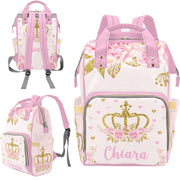Custom princess print backpack nappy bag