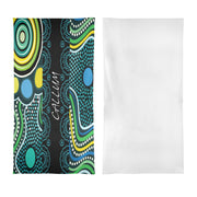 Custom name blue aboriginal print towel