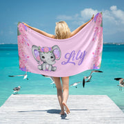 Custom name elephant glitter towel
