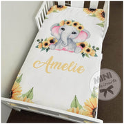 Custom dainty sunflower elephant design listing
