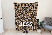 Custom realistic fluffy look leopard blanket design