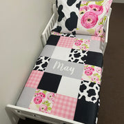 Custom floral cow print blanket design
