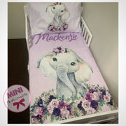 Custom elephant lilac floral blanket design