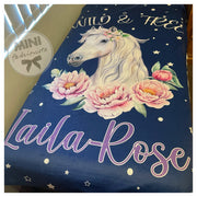 Custom Wild and free unicorn blanket design