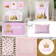 Custom pink gold princess blanket design