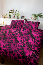 Custom pink black floral blanket design