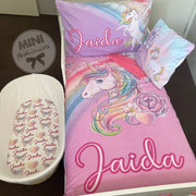 Custom unicorn rainbow blanket design