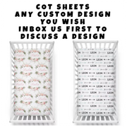 CUSTOM designed cot sheets (inbox us first to discuss design)